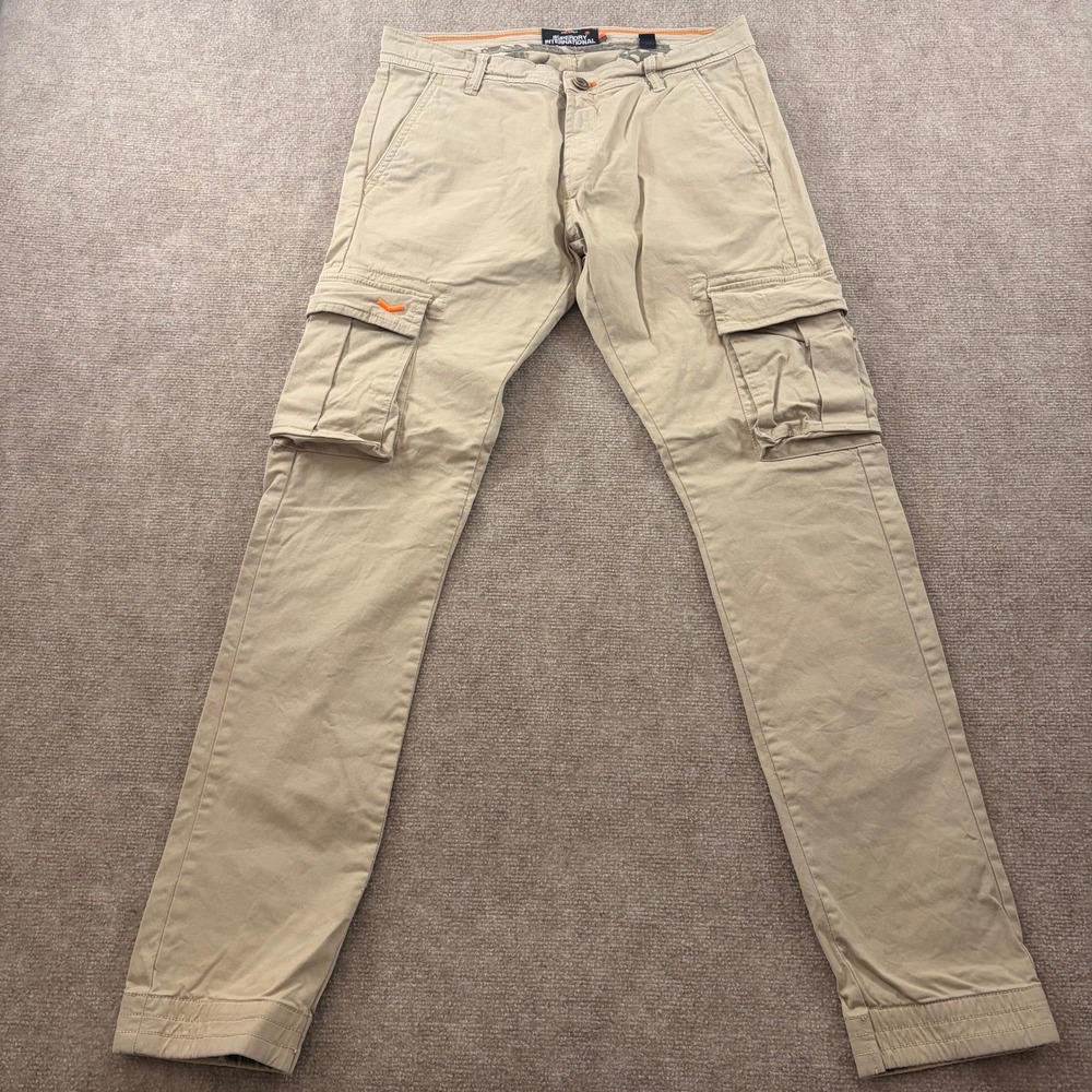 Superdry Cargo Pants Mens 30x32 Khaki Tan‎ Slim Military Utility Cotton Trousers